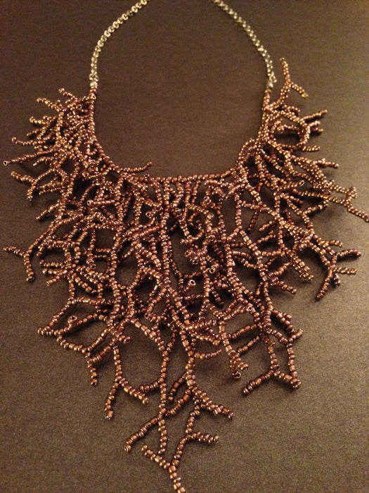 Bronze Seed Bead Branch Necklace