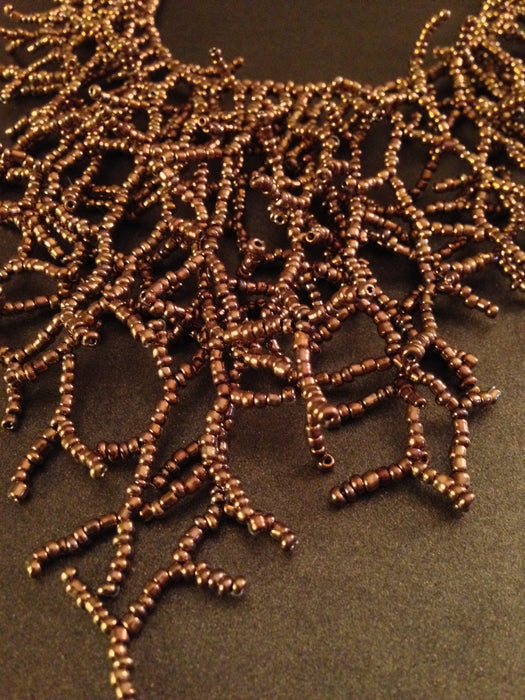 Bronze Seed Bead Branch Necklace